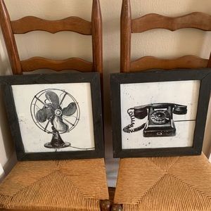 2 Framed black and white vintage style prints.